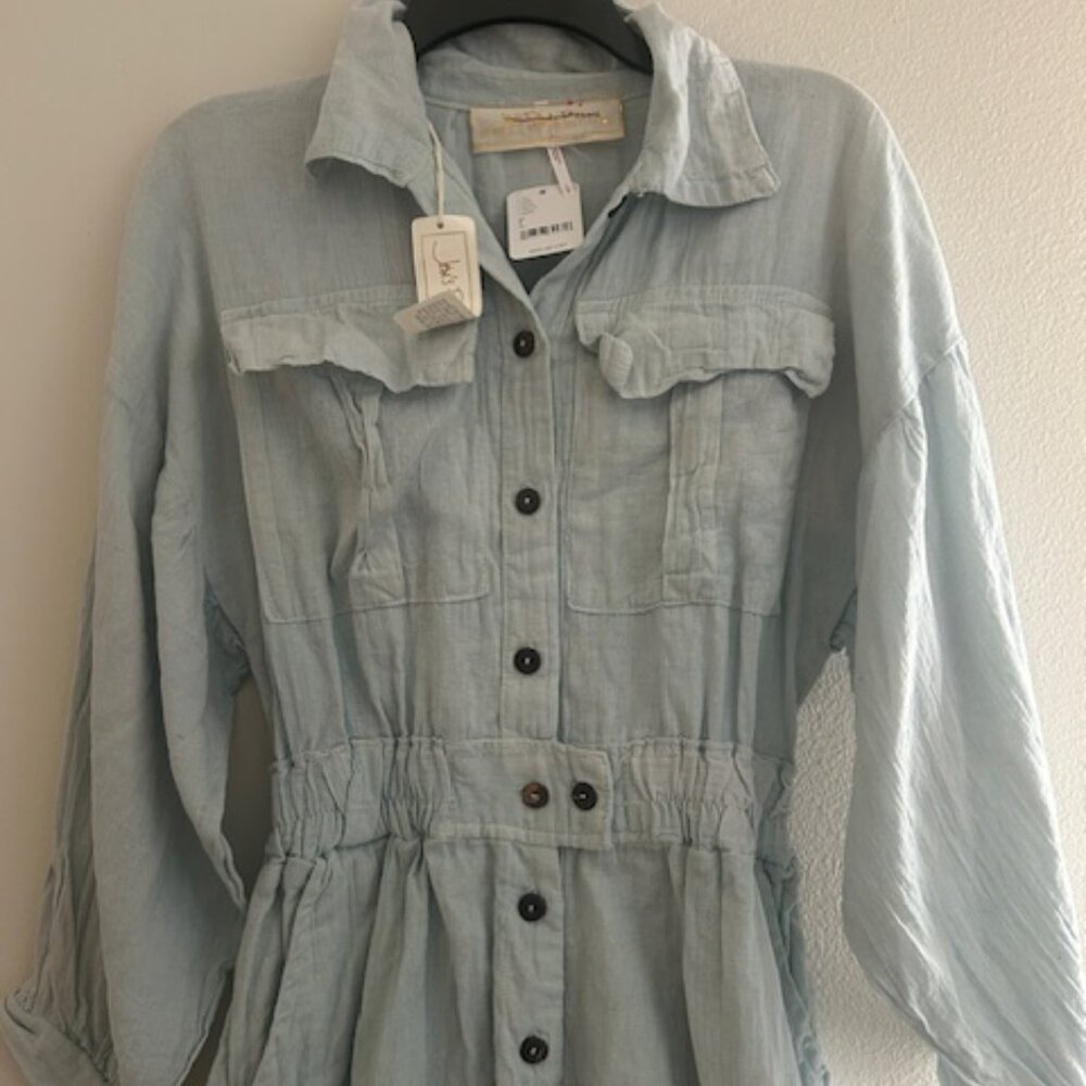 Jen's Pirate Booty x Free People Light Sky Blue Satisfaction Romper NWT - Picture 7 of 16